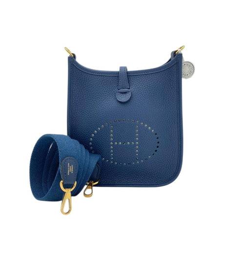 Hermès Evelyne Mini Bleu de Prusse in Clemence, Gold hardware_1