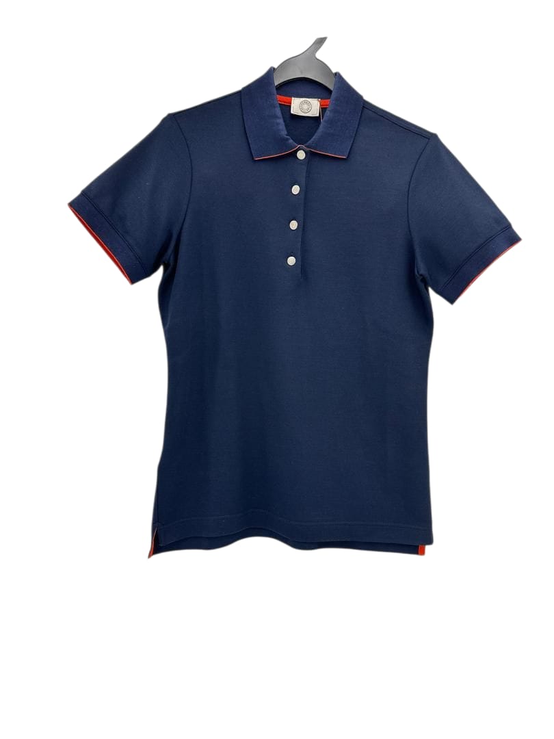 Hermès Double Jeu Polo Medium Navy Ready-To-Wear in Cotton/Polyester_1