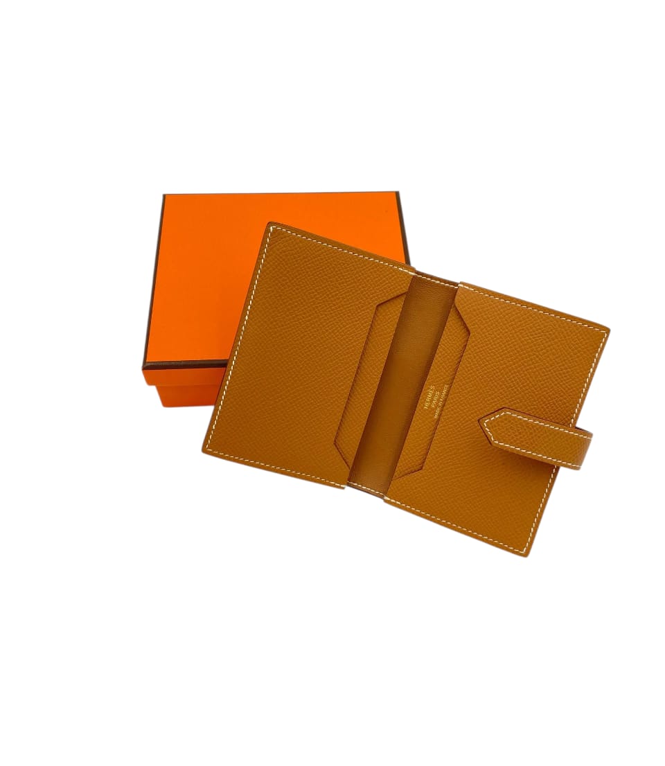 Hermès Bearn Bi-fold Cardholder Gold Wallet in Epsom, Gold hardware_2