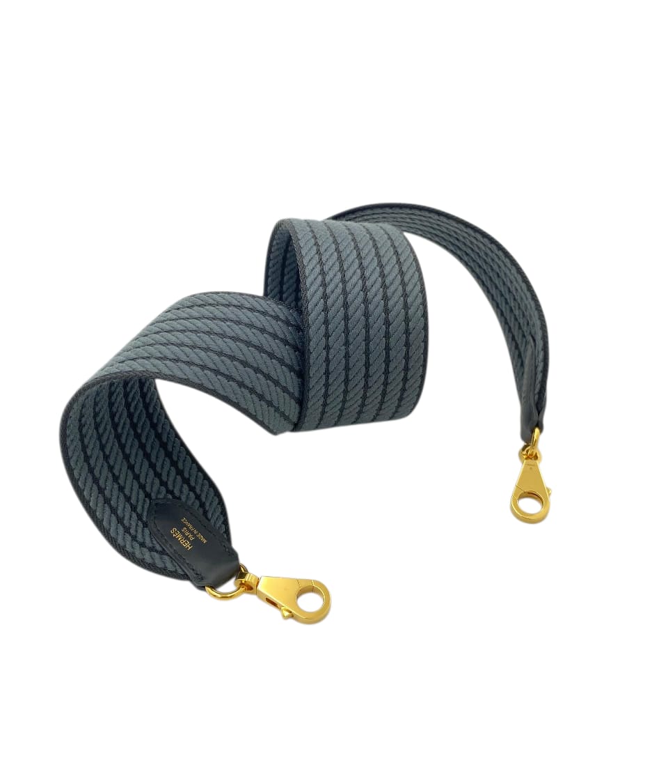 Hermès Sangle Cordage 70cm 50 Noir-Gris Misty Bag Accessory in Canvas_1