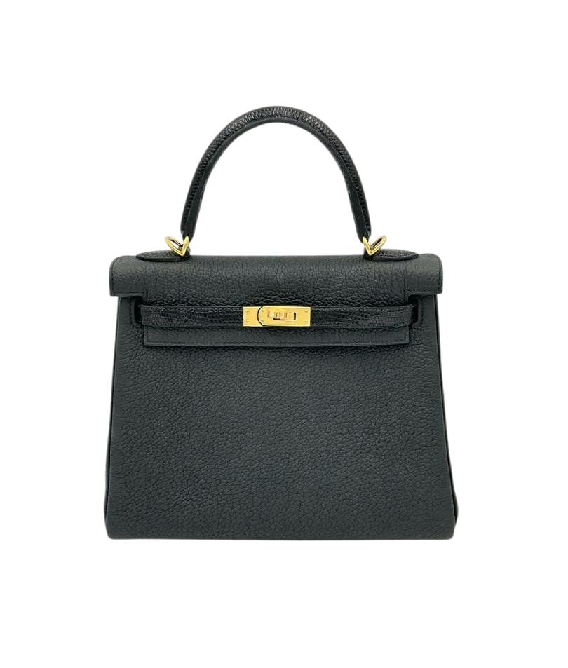 Hermès Kelly Touch 25 Black in Togo/Lizard, Gold hardware_1