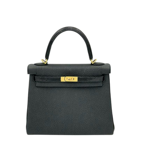 Hermès Kelly Touch 25 Black in Togo/Lizard, Gold hardware_1