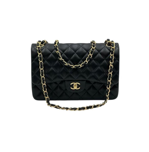 Chanel Classic Jumbo Black Shoulder Bag in Lambskin, Gold hardware_1