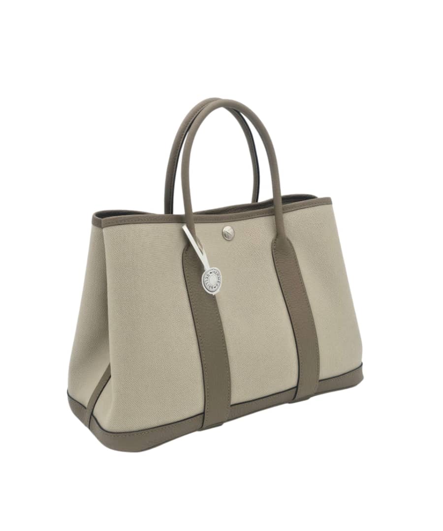 Hermès Garden Party 30 Beton/Beige Marfa in Toile, Palladium hardware_1