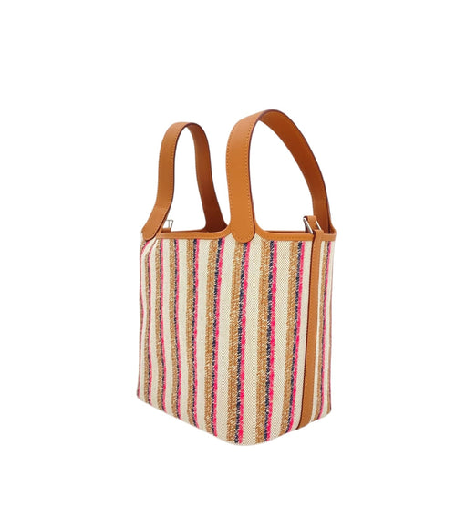 Picotin 18 Ecru/Beige/Fauve/Rose Pop/Noir in Toile/Swift, Palladium hardware AS2509-00284KP 1